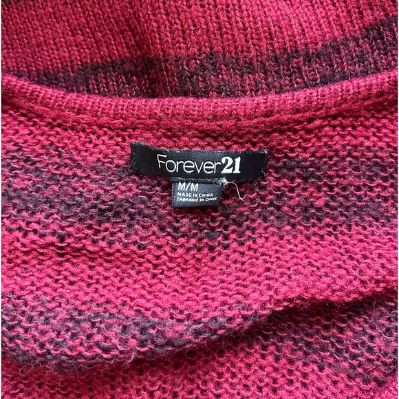Forever21 Knit Deep V 3/4 sleeve red and black stripe tunic sweater dress in Med - Picture 5 of 6